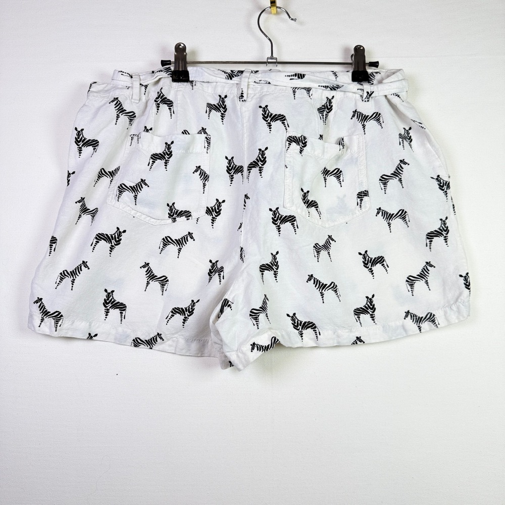 LOFT White Zebra Print Linen Blend Tie Waist Shorts 12 - Picture 2 of 6